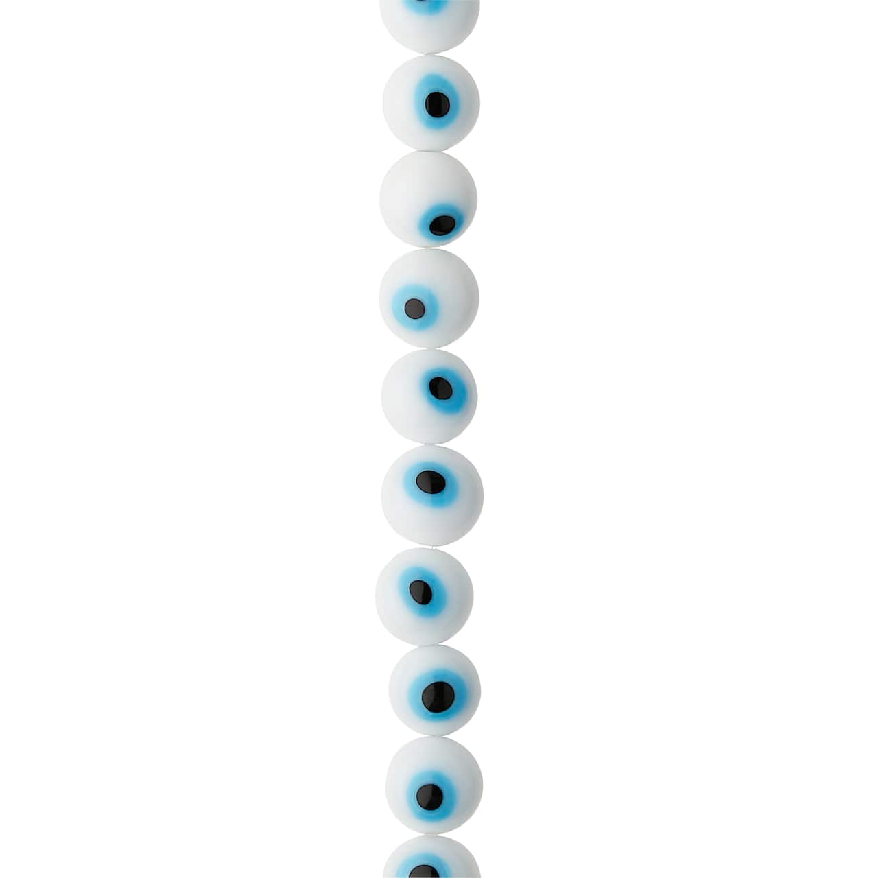 12 Pack: White Evil Eye Glass Round Beads by Bead Landing™